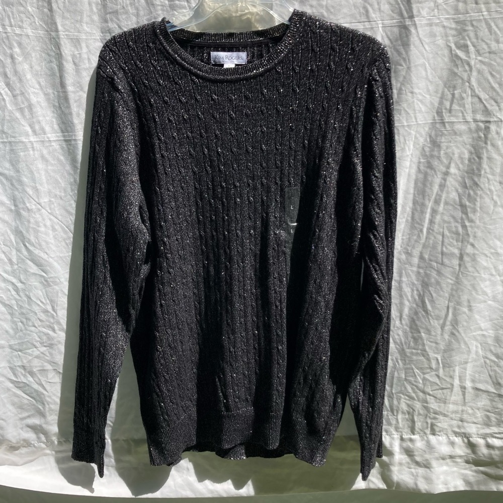 Kim Rogers Black and Silver Sweater NWT, Size Large